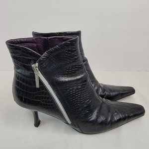 Donald J. Pliner Sarra Alligator Embossed Leather Ankle Boot Womens US Size 9.5M